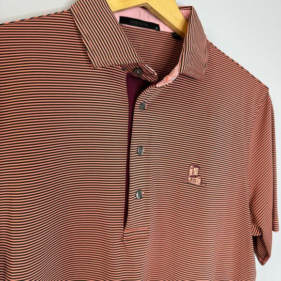 Greyson Performance Golf Polo Shirt Men’s M Button Down Striped Red - Picture 5 of 8